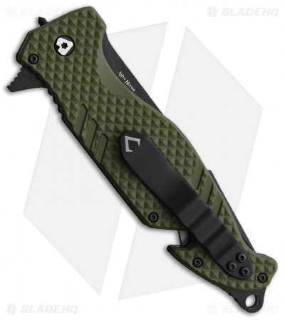 V Nives TGL Trailblazer Liner Lock Knife OD Green FRN (3.75" Black)