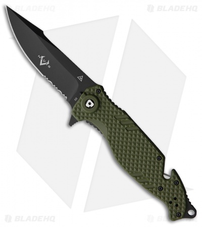 V Nives TGL Trailblazer Liner Lock Knife OD Green FRN (3.75" Black)