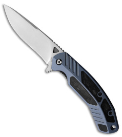 V Nives Tectonic Liner Lock Knife Blue Titanium/Carbon Fiber (3.5" Satin)