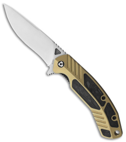 V Nives Tectonic Liner Lock Knife Bronze Titanium/Carbon Fiber (3.5" Satin)
