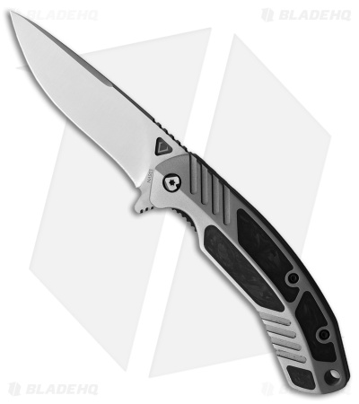 V Nives Tectonic Liner Lock Knife Gray Titanium/Carbon Fiber (3.5" Satin)