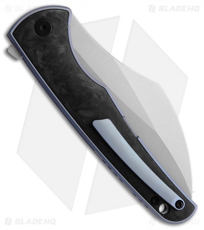 VDK Knives Vice Frame Lock Knife Carbon Fiber/Blue Ti (4" Satin)