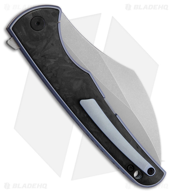 VDK Knives Vice Frame Lock Knife Carbon Fiber/Blue Ti (4" Stonewash)