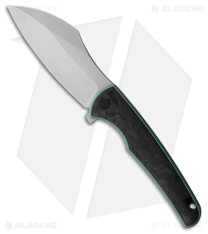 VDK Knives Vice Frame Lock Knife Carbon Fiber/Green Ti (4" Stonewash)