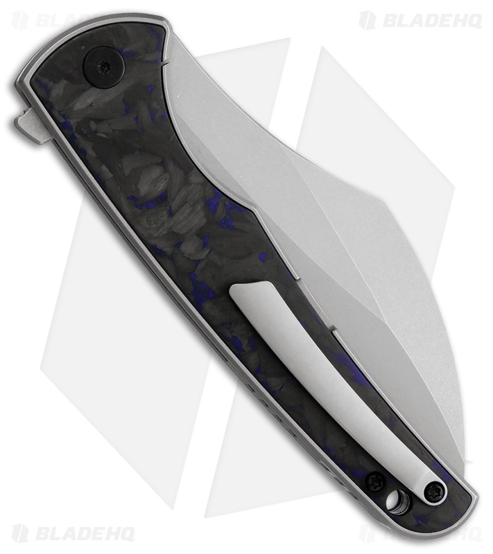 VDK Knives Vice Frame Lock Knife Blue Carbon Fiber/Ti (4" Stonewash)