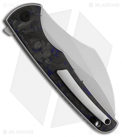 VDK Knives Vice Frame Lock Knife Blue Carbon Fiber/Ti (4" Stonewash)