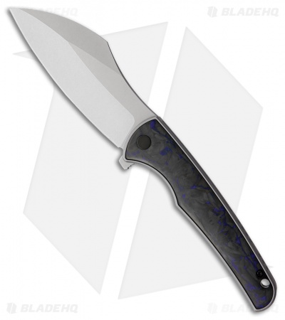 VDK Knives Vice Frame Lock Knife Blue Carbon Fiber/Ti (4" Stonewash)