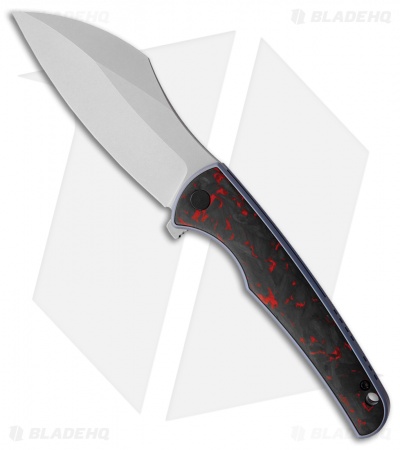 VDK Knives Vice Frame Lock Knife Red Carbon Fiber/Blue Ti (4" Stonewash)