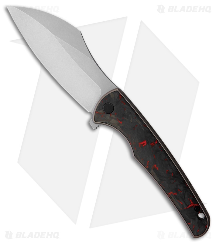 VDK Knives Vice Frame Lock Knife Red Carbon Fiber/Bronze Ti (4" Stonewash)
