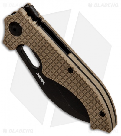 VDK Small Goat Frame Lock Knife Tan G-10  (3" Black)