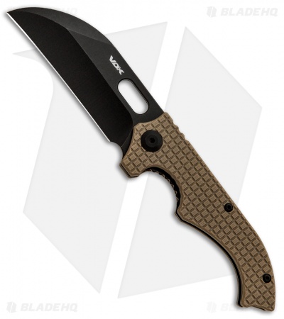 VDK Small Goat Frame Lock Knife Tan G-10  (3" Black)