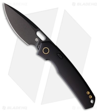 Vosteed Psyop Top Liner Lock Knife Black Titanium Curved (3.3" Black SW ELMAX)