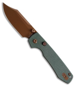 Vosteed Raccoon Clip Point Top Liner Lock Knife Green Micarta (3.25" Copper)
