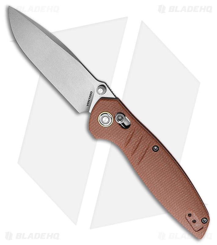 Vosteed Corsair Crossbar Lock Knife Brown Micarta (3.25" Stonewash) VOSCSNWMZ