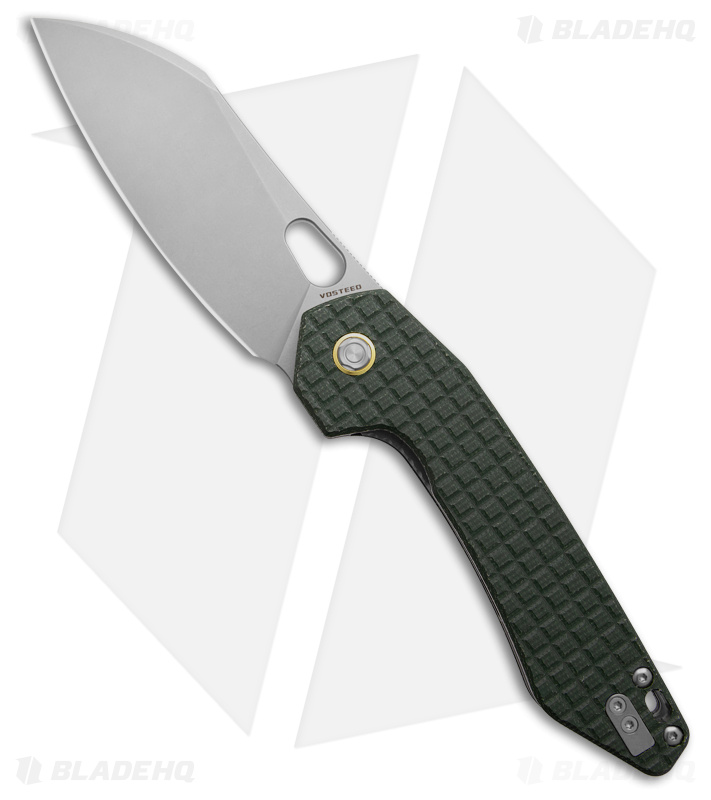 Vosteed Gator-Sheepsfoot Knife Green Micarta/SW - Blade HQ