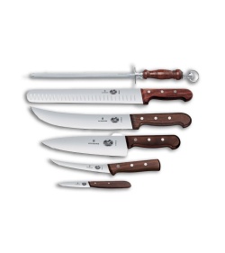 Victorinox 7 Piece BBQ Knife Set - Wood