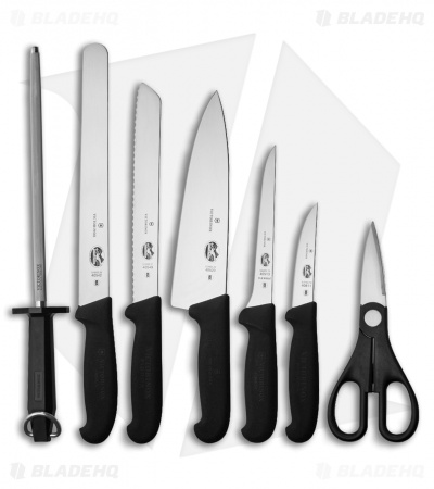 Victorinox Fibrox 8-Piece Kitchen Knife Set w/Block (Black VN511938X2)