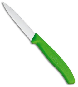 Victorinox Swiss Classic Paring Knife Green Polypropylene (3" Satin Full Serr)
