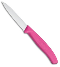 Victorinox Swiss Classic Paring Knife Pink Polypropylene (3&quot; Satin Full Serr) | 217402