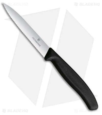 Victorinox Swiss Classic Paring Knife Black Polypropylene (4" Satin Full Serr)