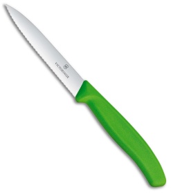 Victorinox Swiss Classic Paring Knife Green Polypropylene (4" Satin Full Serr)