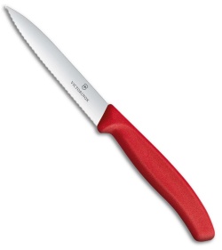 Victorinox Swiss Classic Paring Knife Red Polypropylene (4" Satin Full Serr)