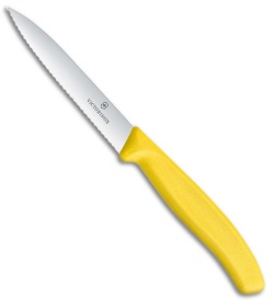Victorinox Swiss Classic Paring Knife Yellow Polypropylene (4" Satin Full Serr)