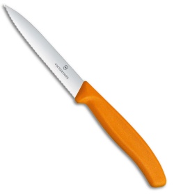 Victorinox Swiss Classic Paring Knife Orange Polypropylene (4&quot; Satin Full Serr) | 217414