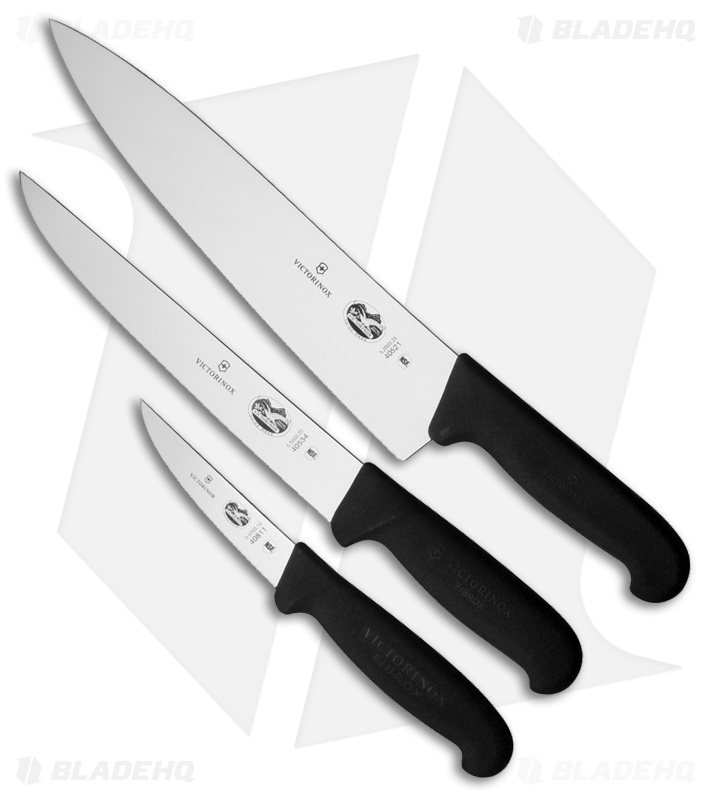 Victorinox Fibrox 3Piece Kitchen Knife Set Black Blade HQ