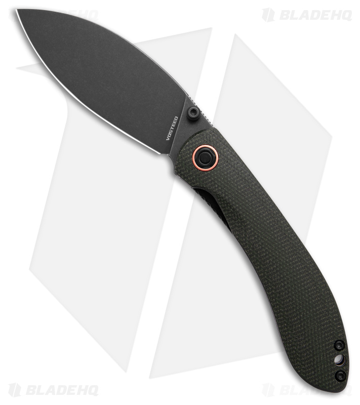 Vosteed Nightshade Liner Lock Thumb Stud Knife Green Micarta (3.3" Black SW)