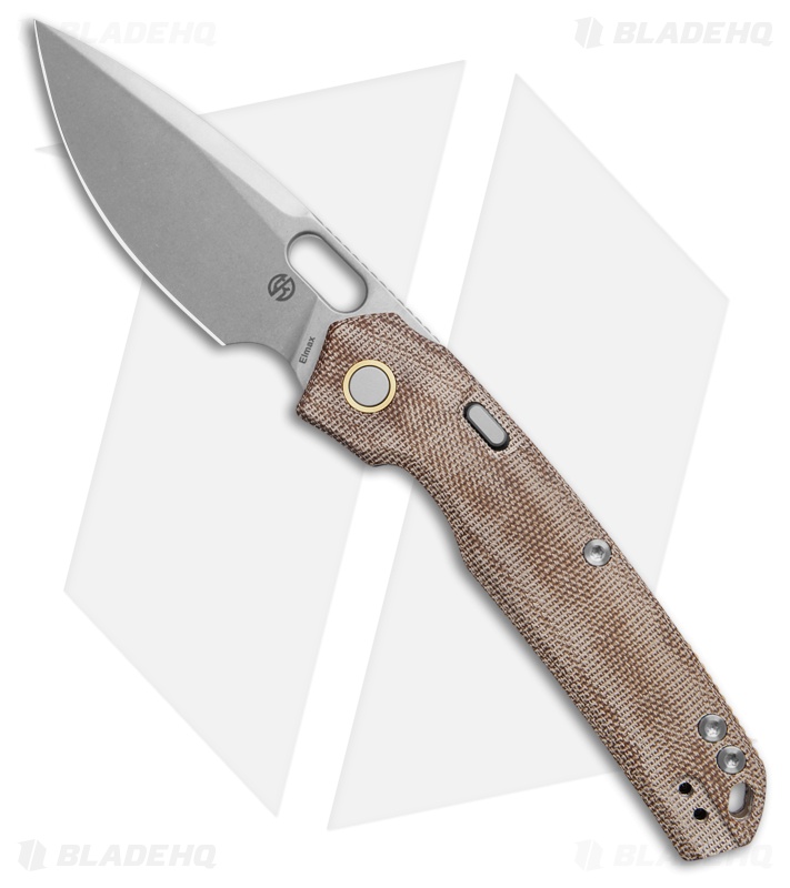 Vosteed Psyop Button Lock Knife Natural Micarta (3.5" Stonewash)