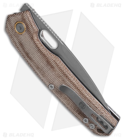 Vosteed Psyop Button Lock Knife Natural Micarta (3.5" Stonewash)