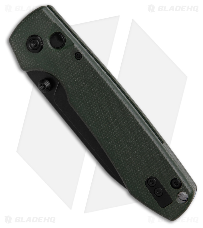 Vosteed Raccoon Drop Point Button Lock Knife Green Micarta (3.4" Black 14C28N)