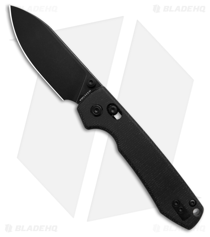 Vosteed Raccoon Drop Point Crossbar Lock Knife Black Micarta