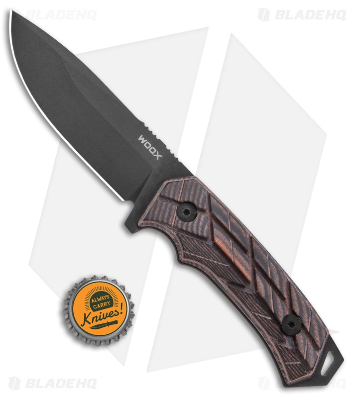WOOX Rock62 X-GRIP Fixed Blade Knife Black/Brown Micarta (4.5" Black)