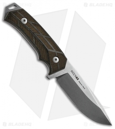 WOOX Rock62 Fixed Blade Knife Engraved Micarta (4.5" Stonewash)
