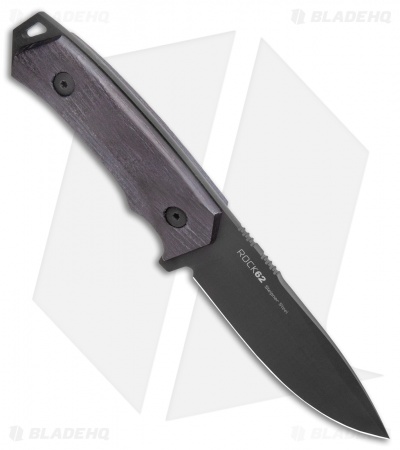 WOOX Rock62 Fixed Blade Knife Phantom Black Walnut Wood (4.5" Black)