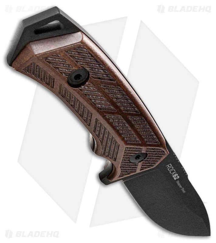 WOOX Rock62 Fixed Blade Knife Engraved Walnut Wood (4.5" Black)