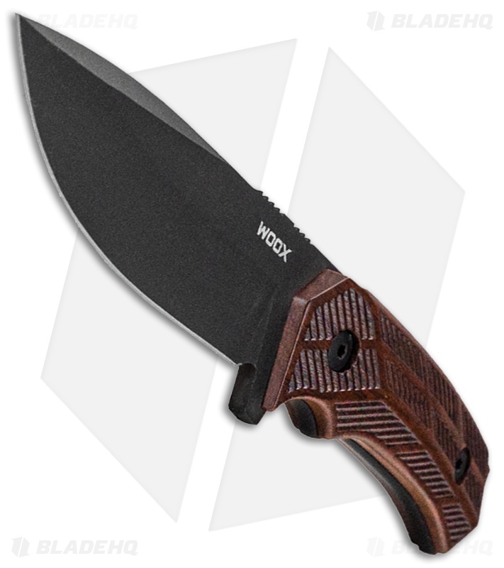WOOX Rock62 Fixed Blade Knife Engraved Walnut Wood (4.5" Black)