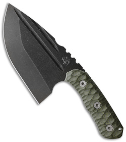 Wander Tactical Triceratops XL Fixed Blade Knife Green Micarta (5.5" Black D2)