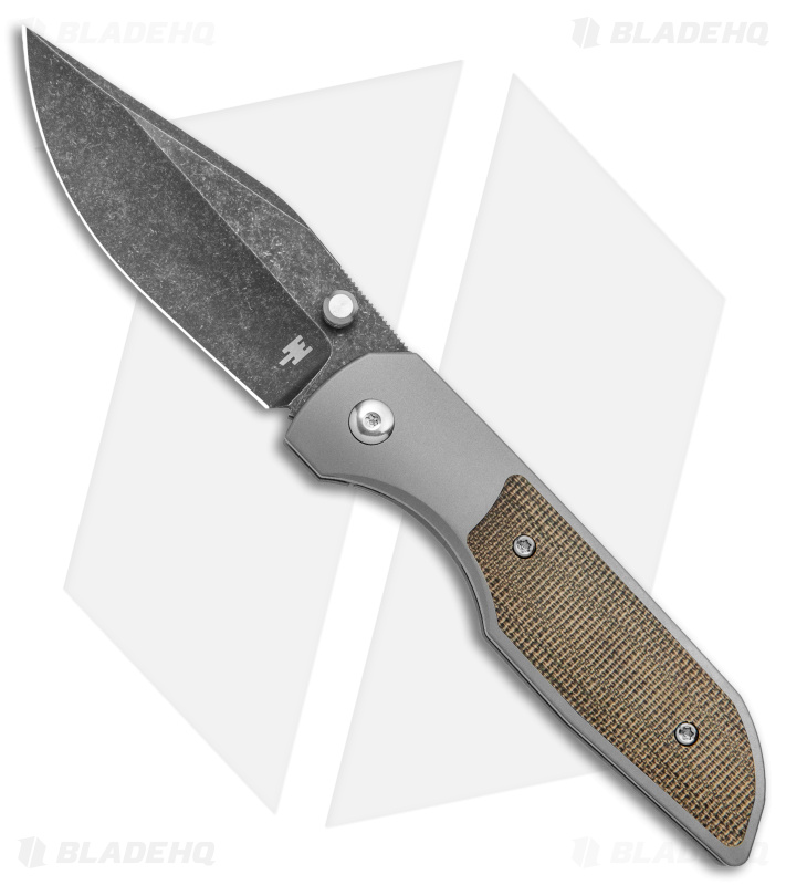 Wehr Knives Production Lukas-P Frame Lock Knife Ti/Green Micarta (3.25" Acid SW)