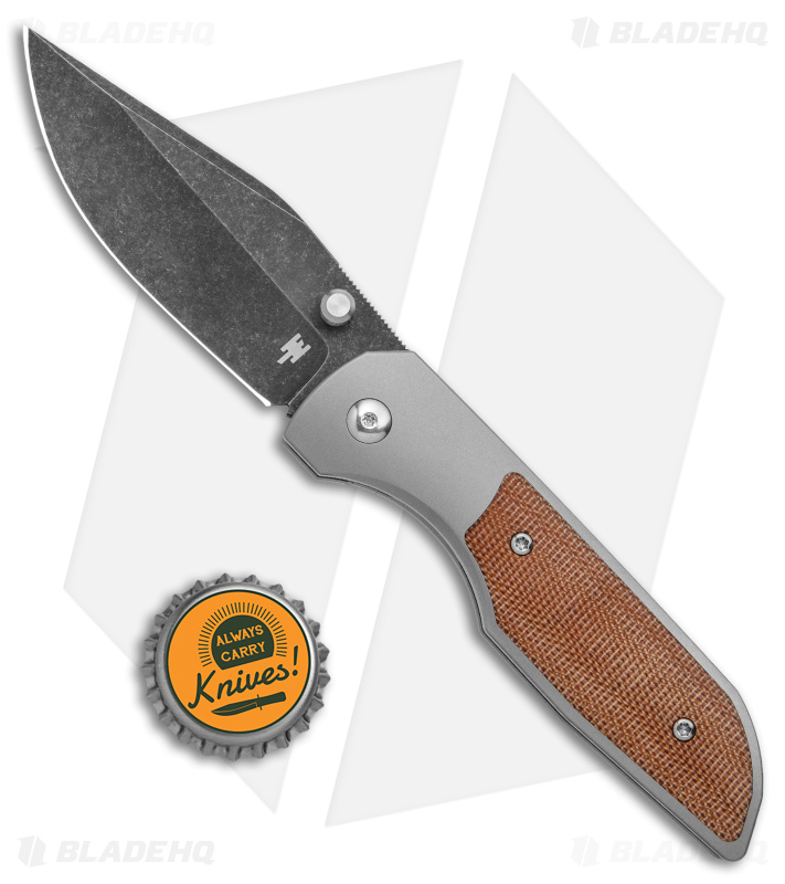 Wehr Knives Production Lukas-P Frame Lock Knife Ti/Brown Micarta (3.25" Acid SW)