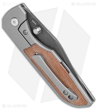 Wehr Knives Production Lukas-P Frame Lock Knife Ti/Brown Micarta (3.25" Acid SW)