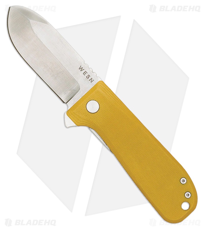 Wesn Goods Allman Liner Lock Knife Yellow G-10 (2.75" Satin)