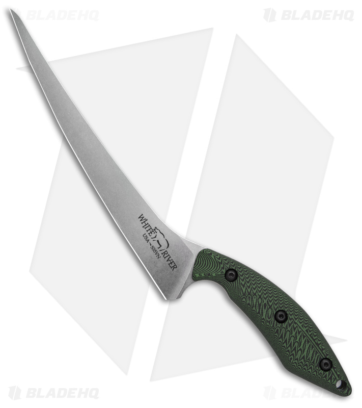 White River Knives 8" Step-Up Fillet Knife Green/Black G-10 (8.1" Stonewash)