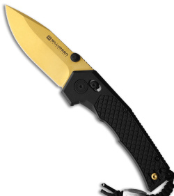 Willumsen Copenhagen Zero7 Cross Bar Knife Black GFN (3.5" Gold)