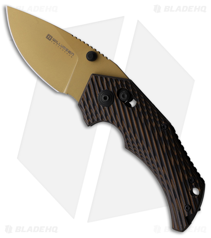 Willumsen Copenhagen Red E Bar Lock Knife Brown G-10 (2.7" Tan)