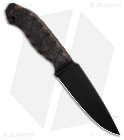 Winkler Knives Spike Fixed Blade Knife Black/Brown Micarta (5.25" Black)