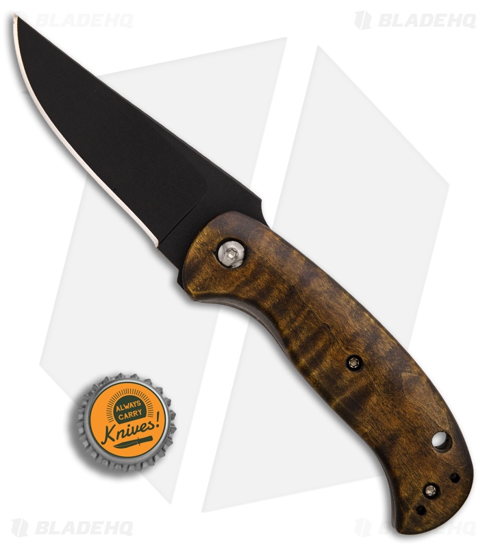 Winkler Knives F3 Liner Lock Flipper Knife Curly Maple (3.5" Caswell)