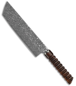 Xin Cutlery XinCraft 8" Damascus Nakiri Kitchen Knife Sculpted Olneya Tesota